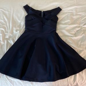 Navy Off the Shoulder Dress